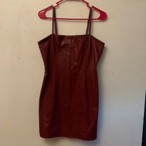 Burgundy Leather Dress,Forever 21,Never Used